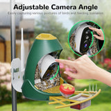 Close-up showing how to manually adjust the camera angle inside the Nafnti smart bird feeder to capture various bird postures and feeding scenarios.