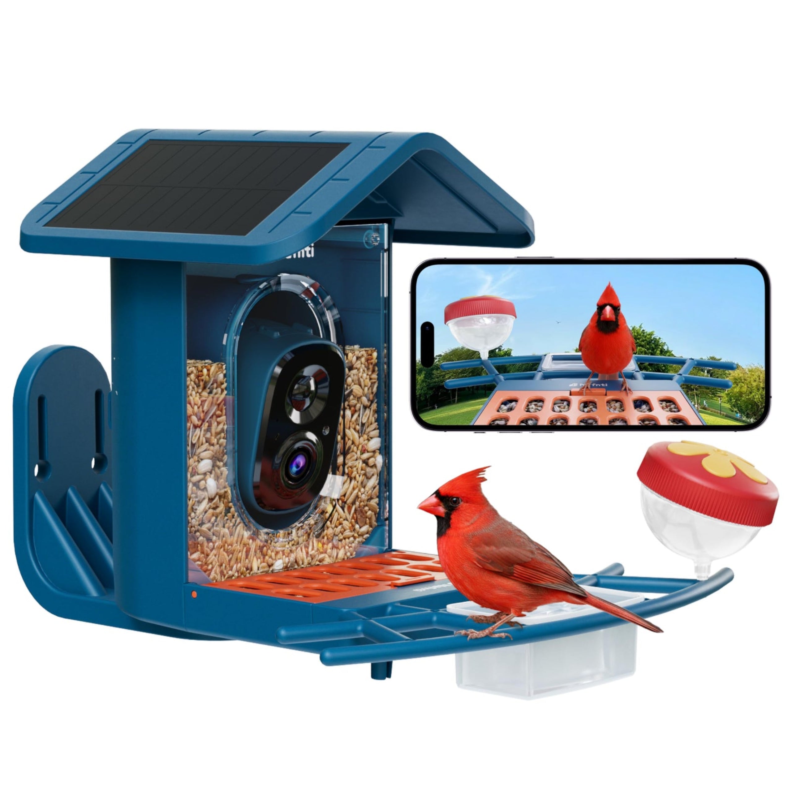 AI Smart Bird Feeder Camera | 2K Live View, Solar Powered, 2.4G/5G WiFi & Squirrel Proof