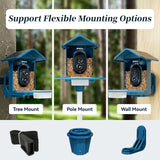 AI Smart Bird Feeder Camera | 2K Live View, Solar Powered, 2.4G/5G WiFi & Squirrel Proof