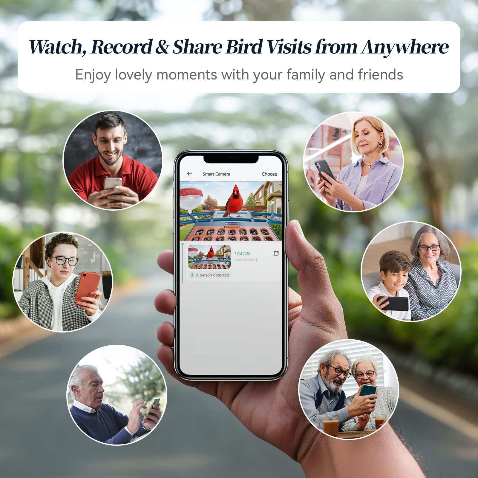 AI Smart Bird Feeder Camera | 2K Live View, Solar Powered, 2.4G/5G WiFi & Squirrel Proof