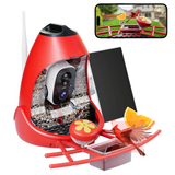 Nafnti smart bird feeder with camera capturing a red Northern Cardinal, featuring 2K HD live video and real-time AI bird notifications.